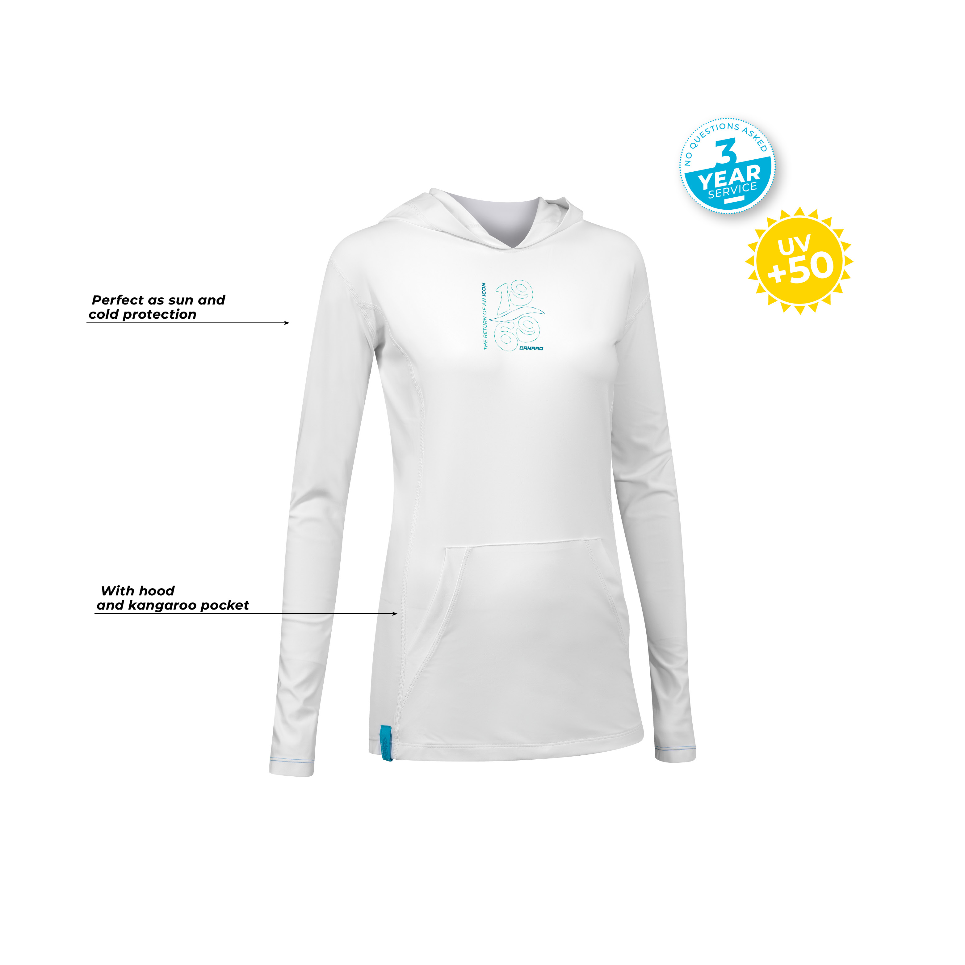 Lycra hoody women LS white/baia