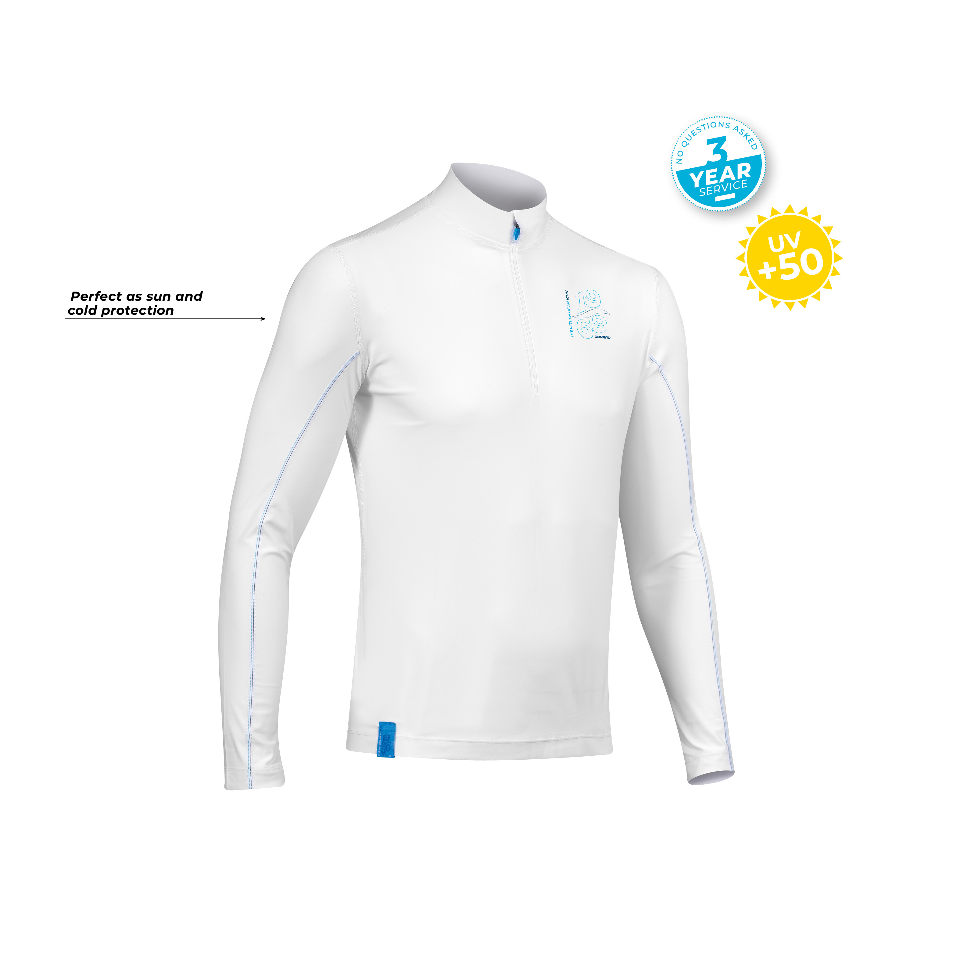 Lycra w/zip men LS white/blue