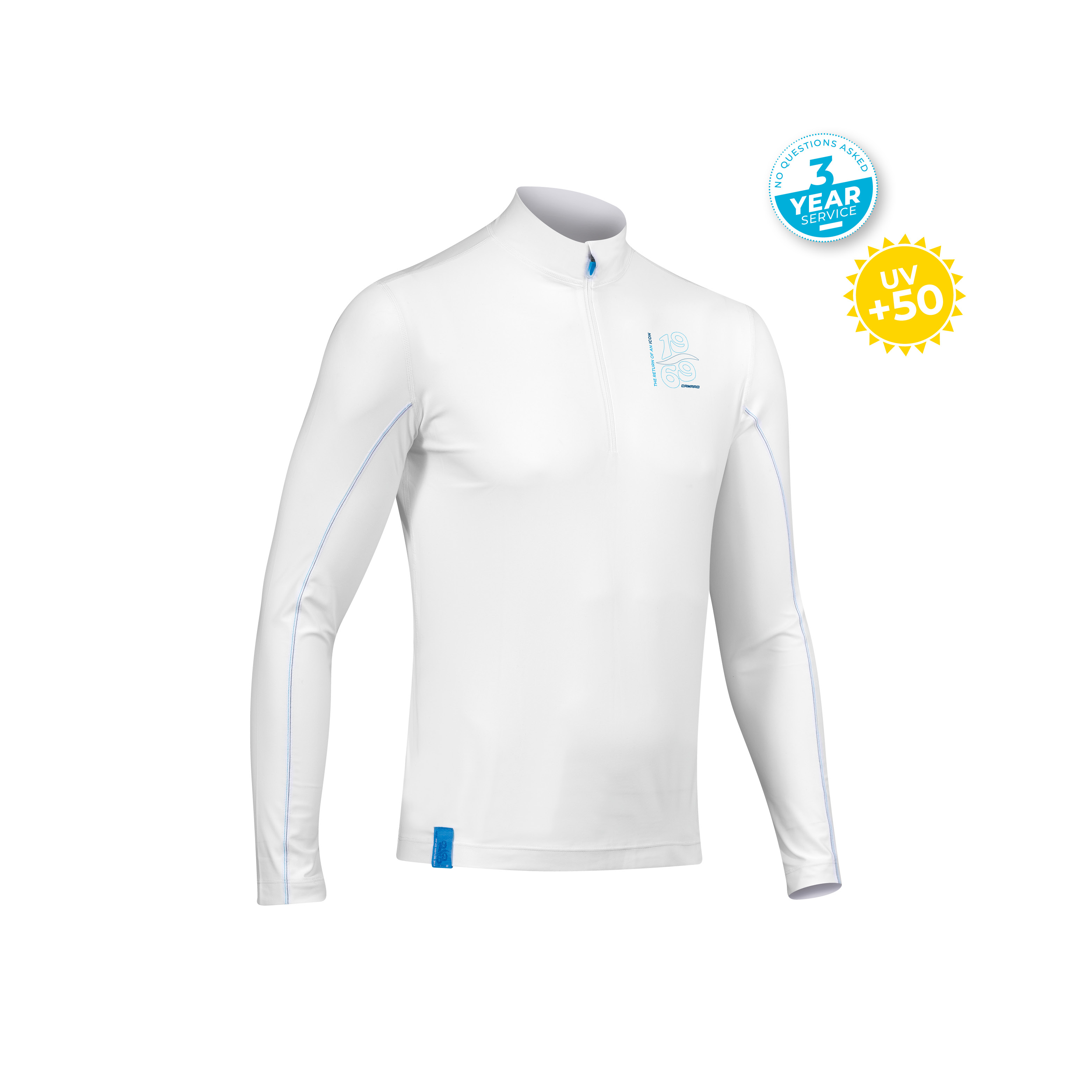 Lycra w/zip men LS white/blue